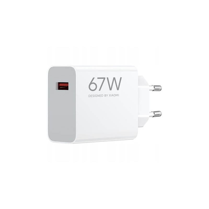 alimentatore da rete xiaomi hypercharge usb tipo a 67w con cavo bianco