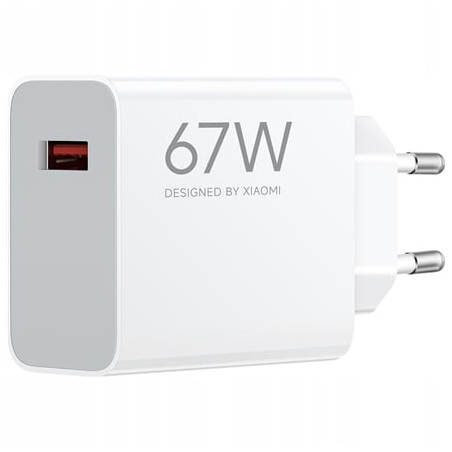 alimentatore da rete xiaomi hypercharge usb tipo a 67w con cavo bianco