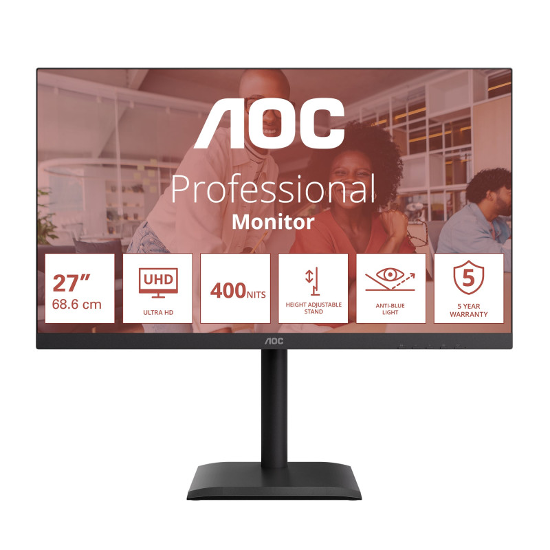 monitor led 27" aoc u27e4cv 4k uhd 3840x2160 4ms classe e nero