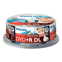 confezione dvd+r philips 8,5gb 25pcs spindel printable 8x double