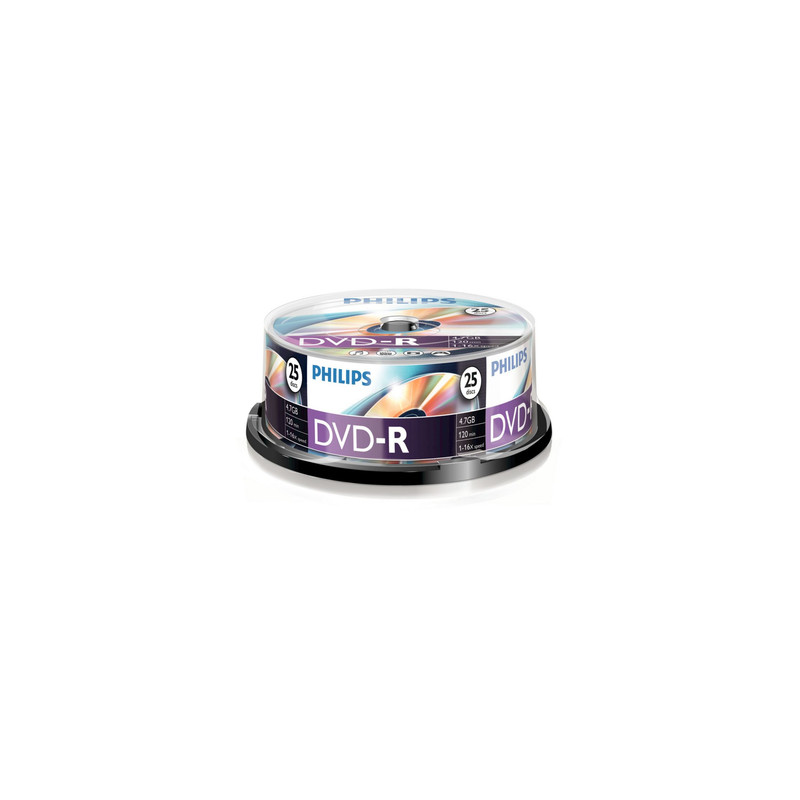 confezione dvd-r philips 4,7gb velocita' 16x 25pz [dm4s6b25f/00]