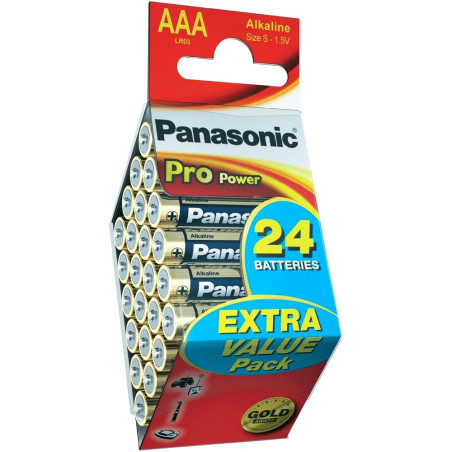 pila panasonic 24 pz. mini stilo aaa 1,5v alcaline lr03 pro power