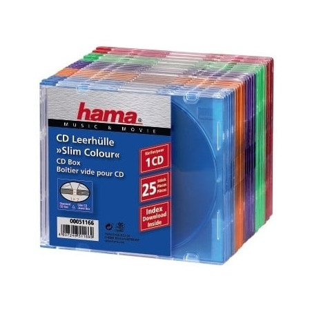 custodia cd hama 25 pz. slim boper colorato [51166]