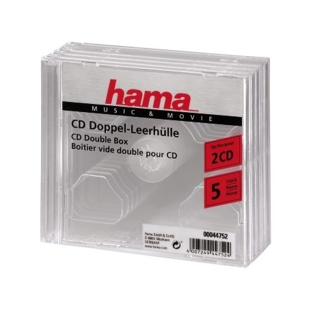 custodia cd hama 5 pz. doppia trasparente [44752]