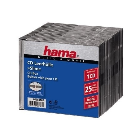 custodia cd hama 25 pz. vuote slim nero 51167 [51167]