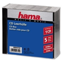 custodia cd hama 5 pz. trasparente 44744 [44744]