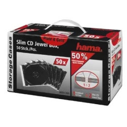 custodia cd hama 50 pz. slim trasparente nero 51269 [51269]