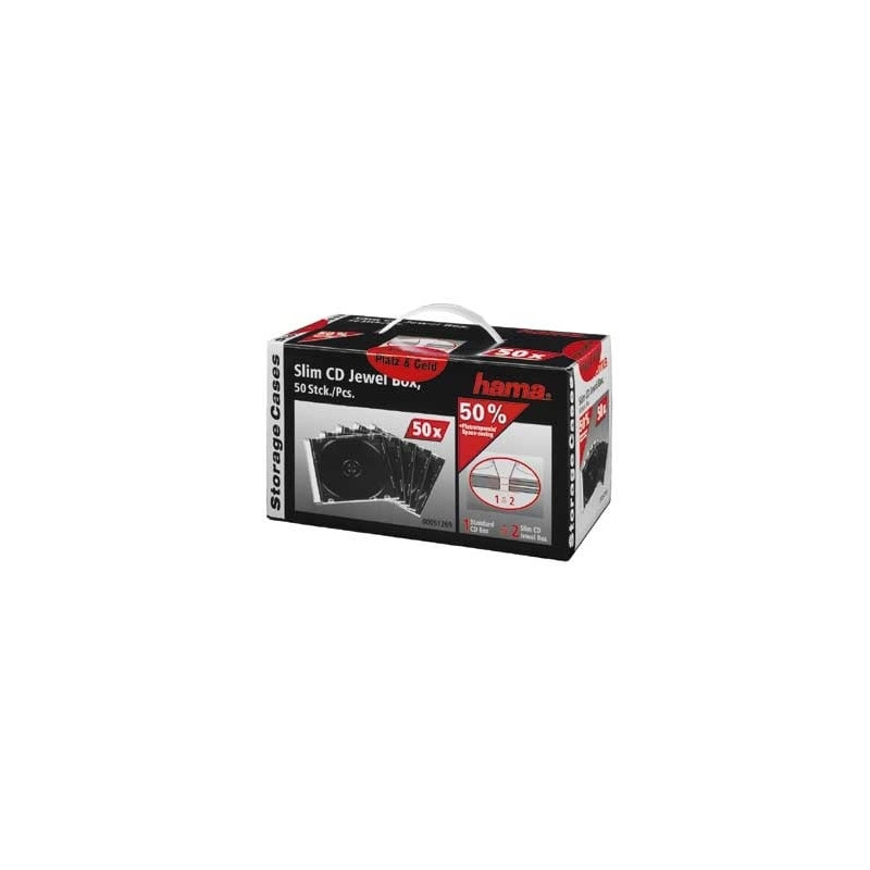 custodia cd hama 50 pz. slim trasparente nero 51269 [51269]