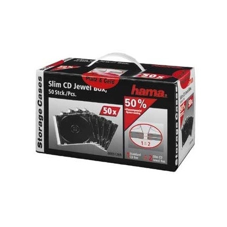 custodia cd hama 50 pz. slim trasparente nero 51269 [51269]
