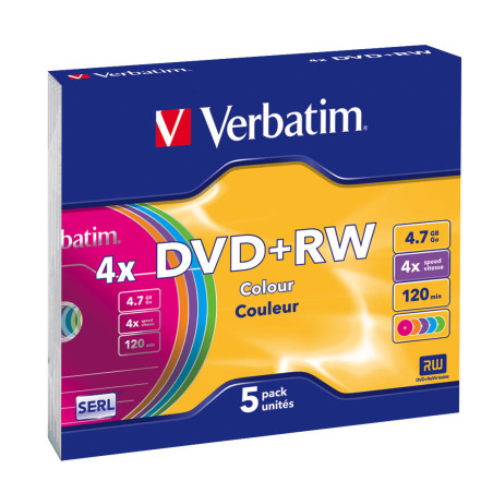 confezione dvd+rw verbatim 4,7gb 4x 5pcs slimcase [43297]