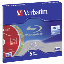 blu-ray disc verbatim datalife sl 6x 25gb 5pk jewel case no id