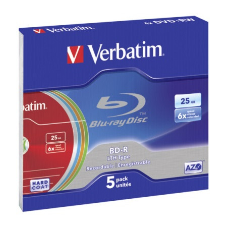 blu-ray disc verbatim datalife sl 6x 25gb 5pk jewel case no id