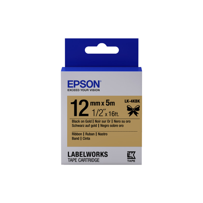 nastro etichettatrice epson lk-4kbk satin 12x5 nero/oro [c53s654001]