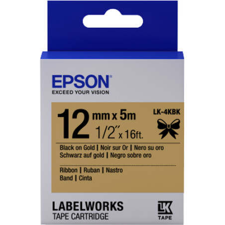 nastro etichettatrice epson lk-4kbk satin 12x5 nero/oro [c53s654001]