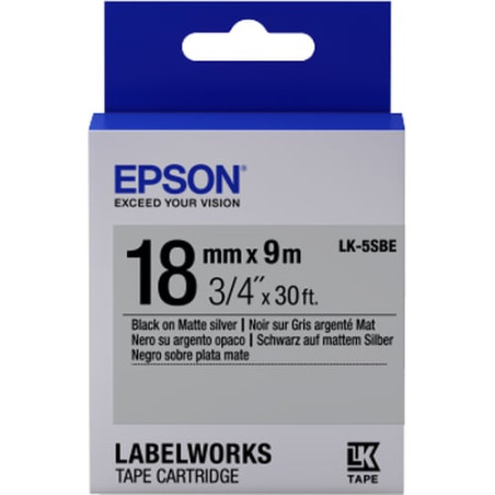 nastro etichettatrice epson lk5sbe plate 18x9 nero/argento [c53s655013]