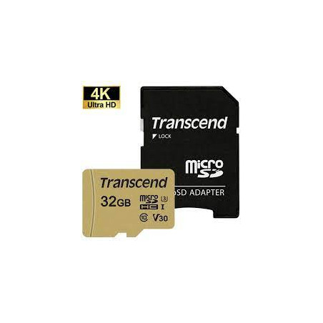 32gb scheda microsdhc transcend 500s class 10 uhs-i u3 v30 +