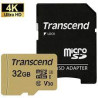32gb scheda microsdhc transcend 500s class 10 uhs-i u3 v30 +