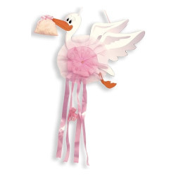 fiocco cicogna baby idea grande rosa