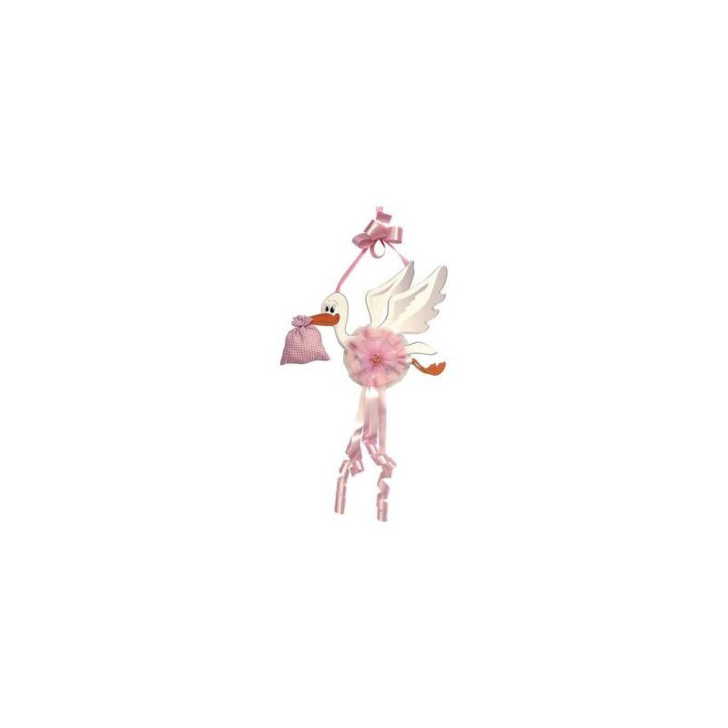 fiocco cicogna baby idea media rosa