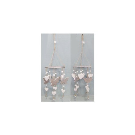 giostrina amicasa piccola farfalla/uccello legno marrone-bianco