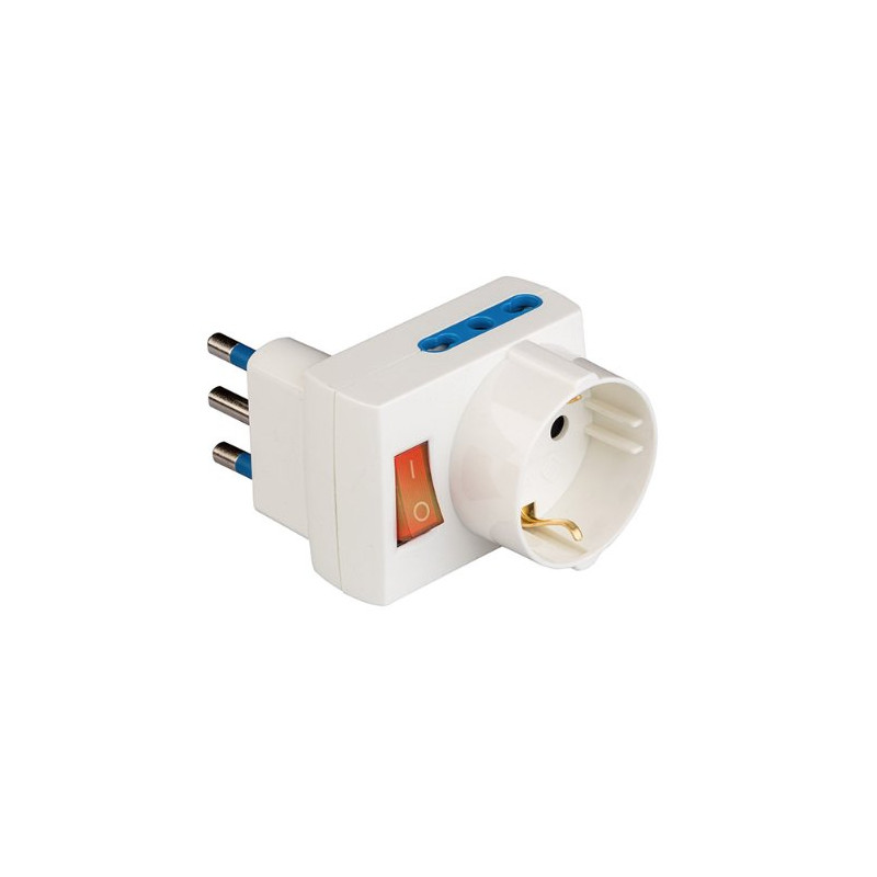 adattatore polypool salvaspazio pluristandard triplo con interruttre