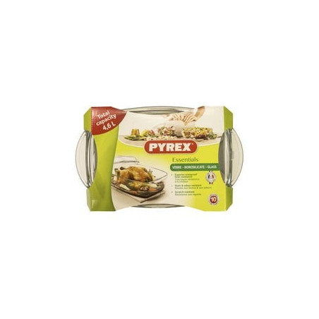 casseruola rettangolare ghegin pyrex con coperchio 33x19cm 465a000/7144