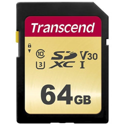64gb scheda sdxc transcend 500s class 10 uhs-i u3 v30 [ts64gsdc500s]