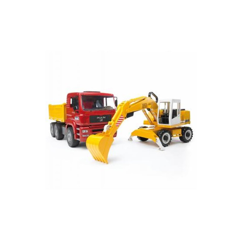 bruder spielwaren 02751 camion man tga con escavatore