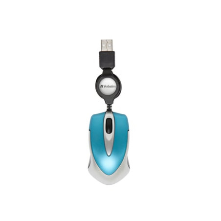 mouse verbatim mini portatile con usb retraibile blu [49022]