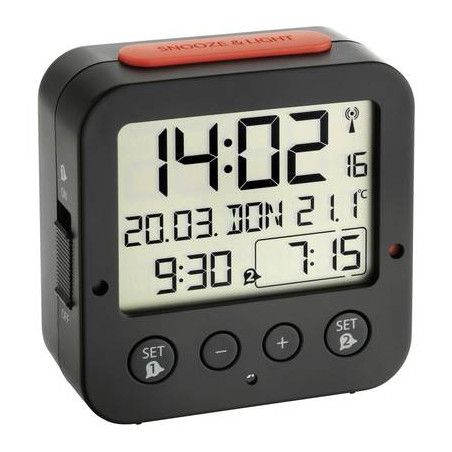 tfa 60.2528.01 radiocontrollato sveglia nero tempi di allarme 2 [60.2528.01]