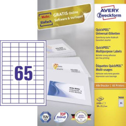 avery-zweckform 3666 etichette 38 x 21.2 mm carta bianco 6500