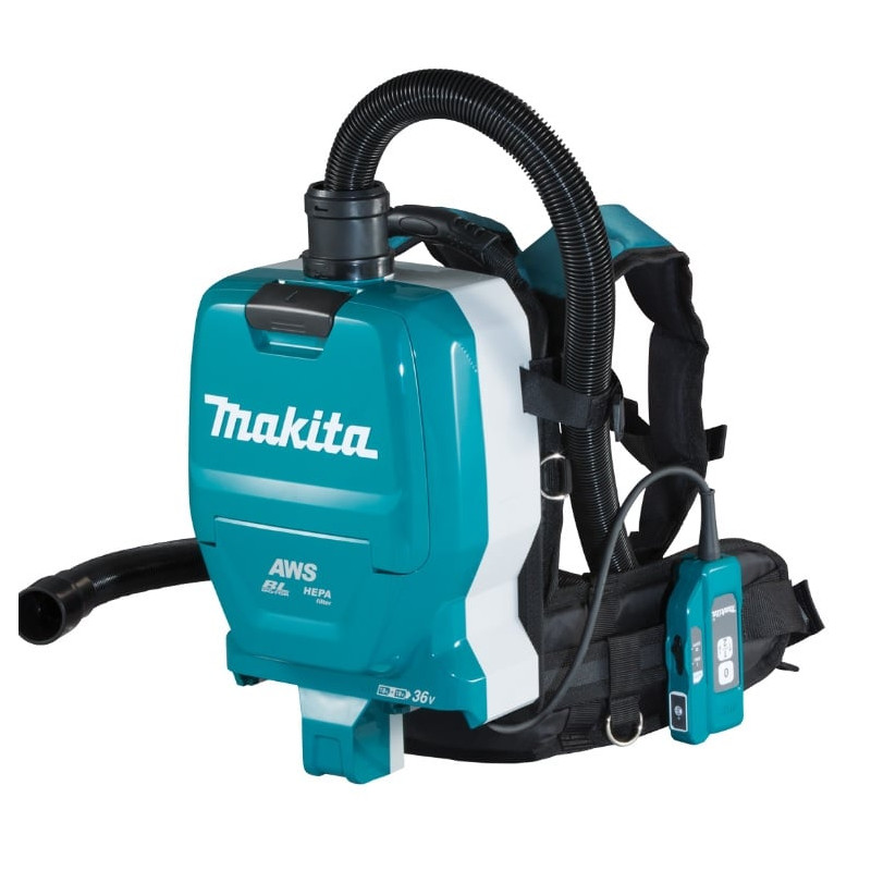 aspiratore a spalle makita con batteria 2x18v nero/blu [dvc265zxu]