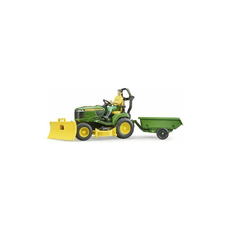 bruder - john deere, trattore rasaerba con rimorchio [62104]