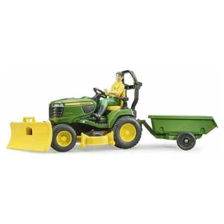 bruder - john deere, trattore rasaerba con rimorchio [62104]