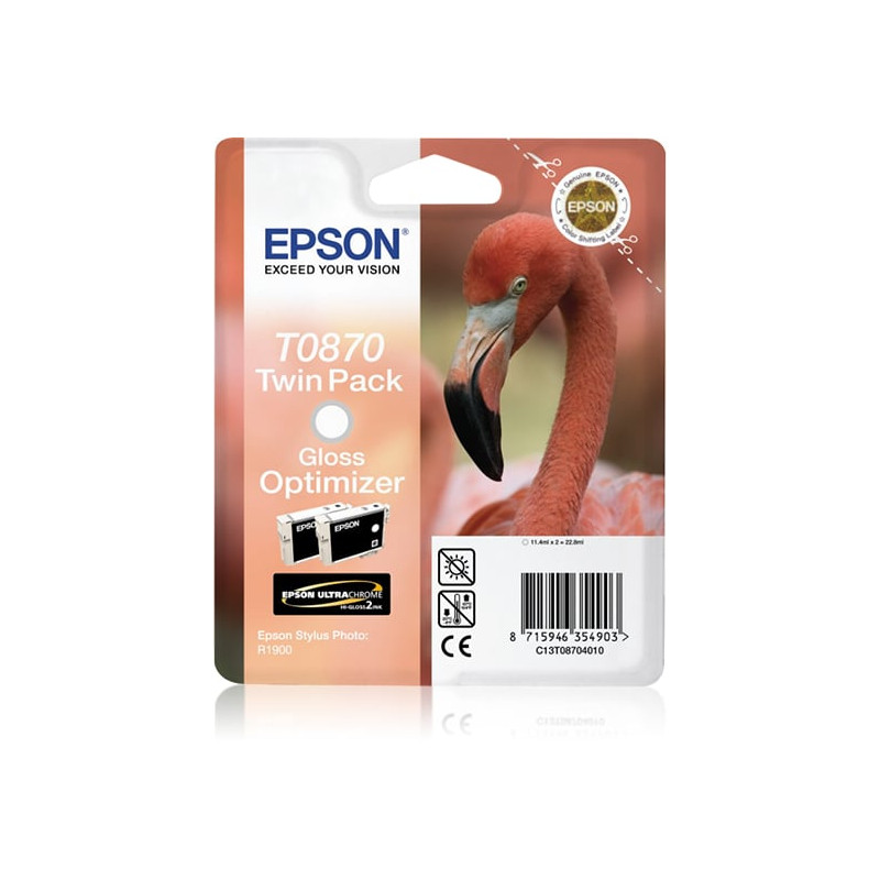 cartuccia epson ultrachrome hi-gloss2, t0870, fenicottero, confezione