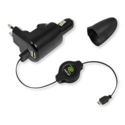 alimentatore da auto retrak con cavo usb-microusb out 1,2 aretrattile