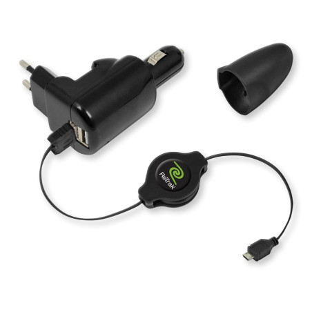 alimentatore da auto retrak con cavo usb-microusb out 1,2 aretrattile