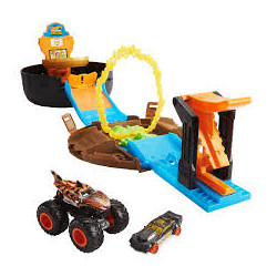 hot wheels - monster trucks arena in ruota con lanciatore [gvk48]