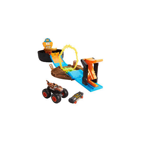 hot wheels - monster trucks arena in ruota con lanciatore [gvk48]