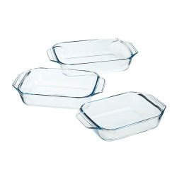 set 3 pirofile pyrex rettangolare in vetro trasparente 912s734/7043