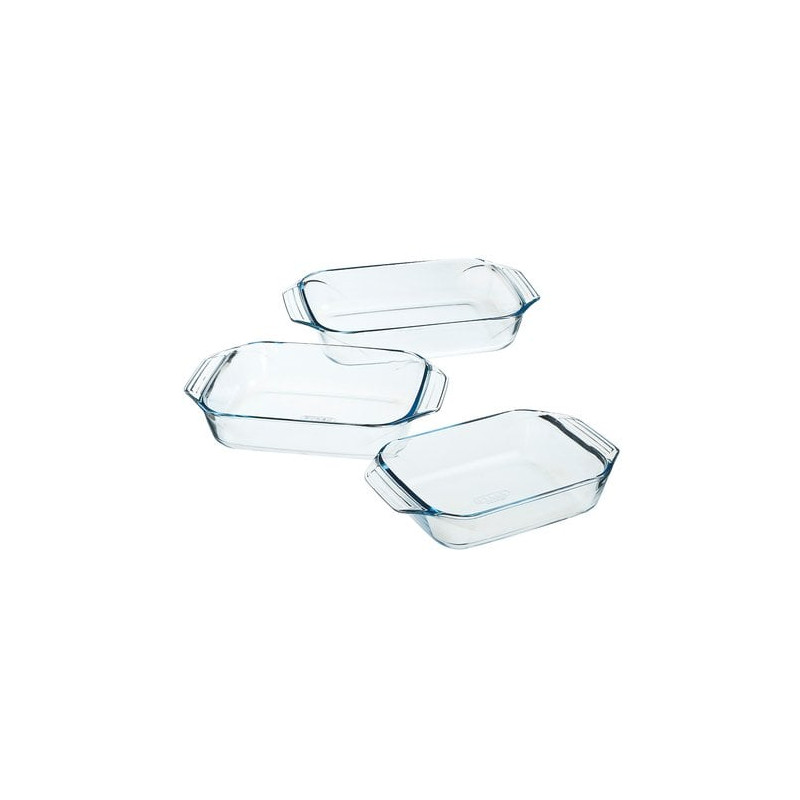 set 3 pirofile pyrex rettangolare in vetro trasparente 912s734/7043