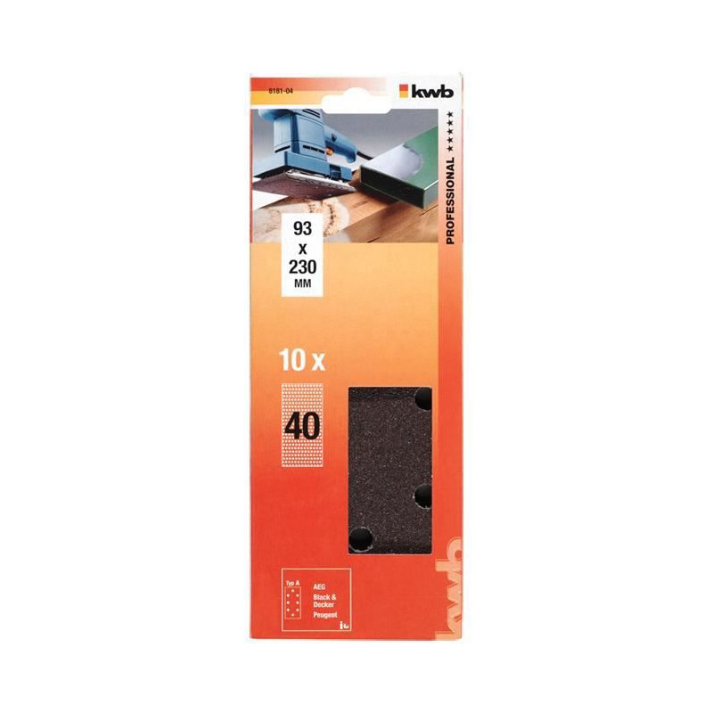 nastro abrasivo kwb 93 x 230mm k40 10 pezzi - 818104