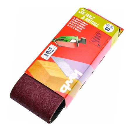 nastro abrasivo kwb 75x457mm k60 3 pezzi - 911906