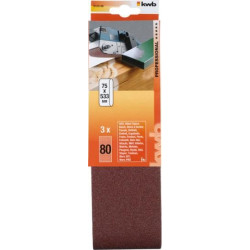 nastro abrasivo kwb 75 x 533mm k80 3 pezzi - 912508
