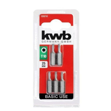 kit inserti di avvitamento kwb 25mm t10 5 pezzi - 120210