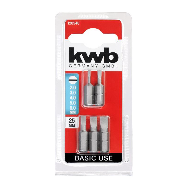 kit inserti di avvitamento kwb 25mm 5 pezzi taglio - 120540