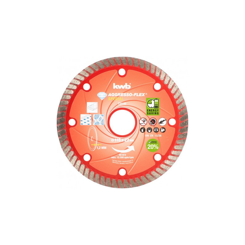 disco da taglio diamantato kwb aggresso-flex 115mm 721140