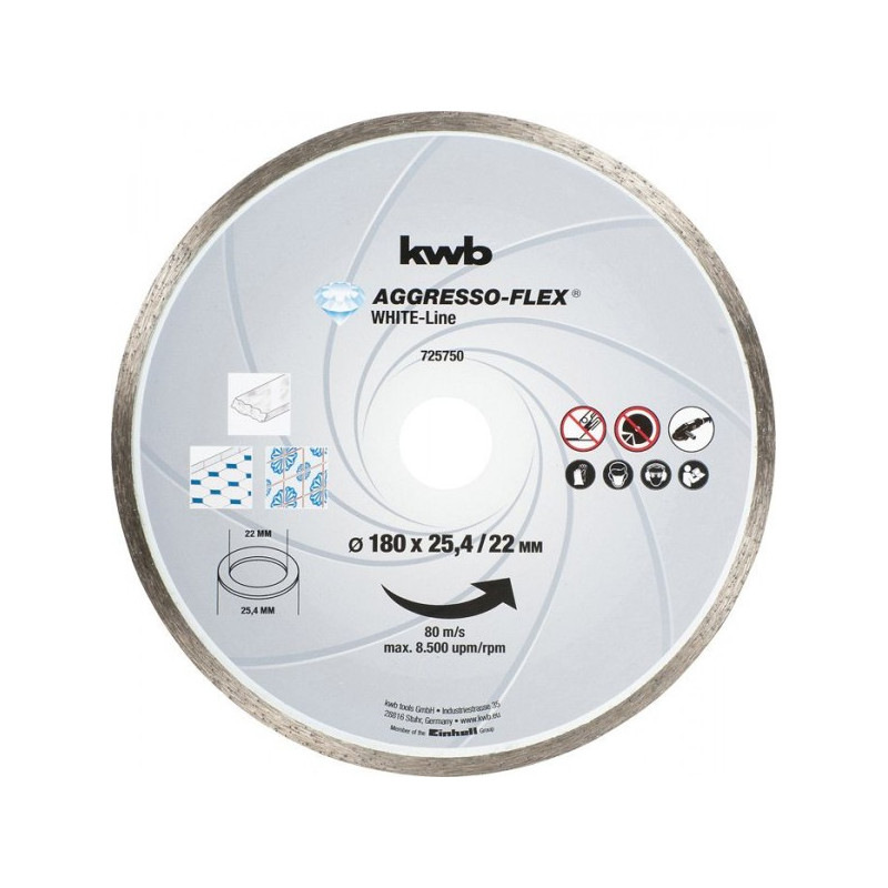 disco da taglio diamantato kwb aggresso-flex 180mm - 725750