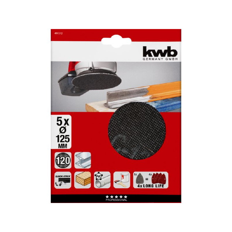 disco abrasivo kwb per levigatrice orbitale casuale d125mm grano