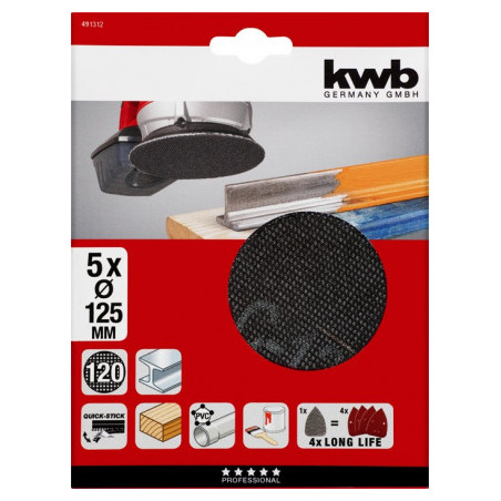 disco abrasivo kwb per levigatrice orbitale casuale d125mm grano